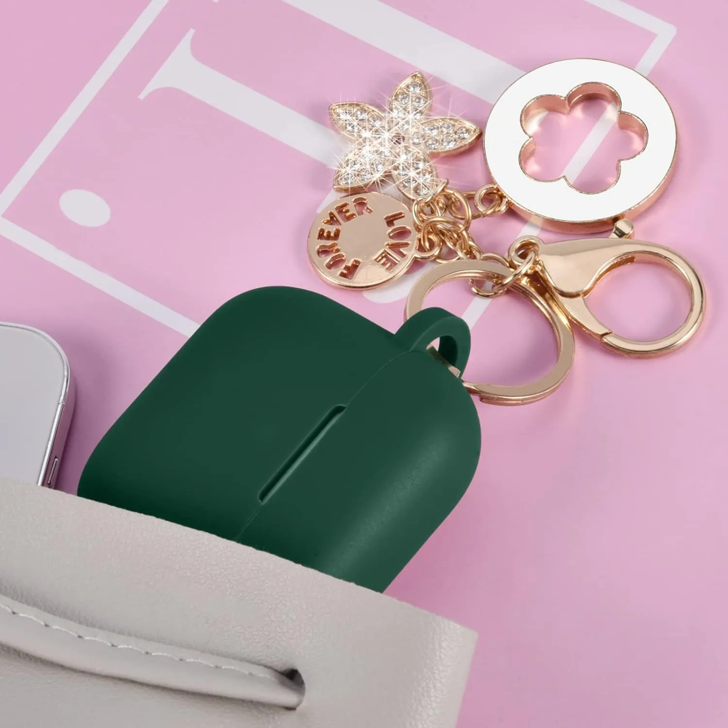 Case for Airpods 3 - VISOOM Airpods 3rd Cases 2021 Silicone for iPod 3 Earbuds Case Cover Women Wireless Charging Case with Accessories Girl Bling Keychain for Apple Gen 3rd Generation
