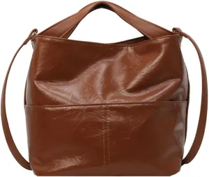 Casual Bucket Crossbody Shoulder Bag for Women Small Tote Purse Vegan Leather Handbag Cute Satchel