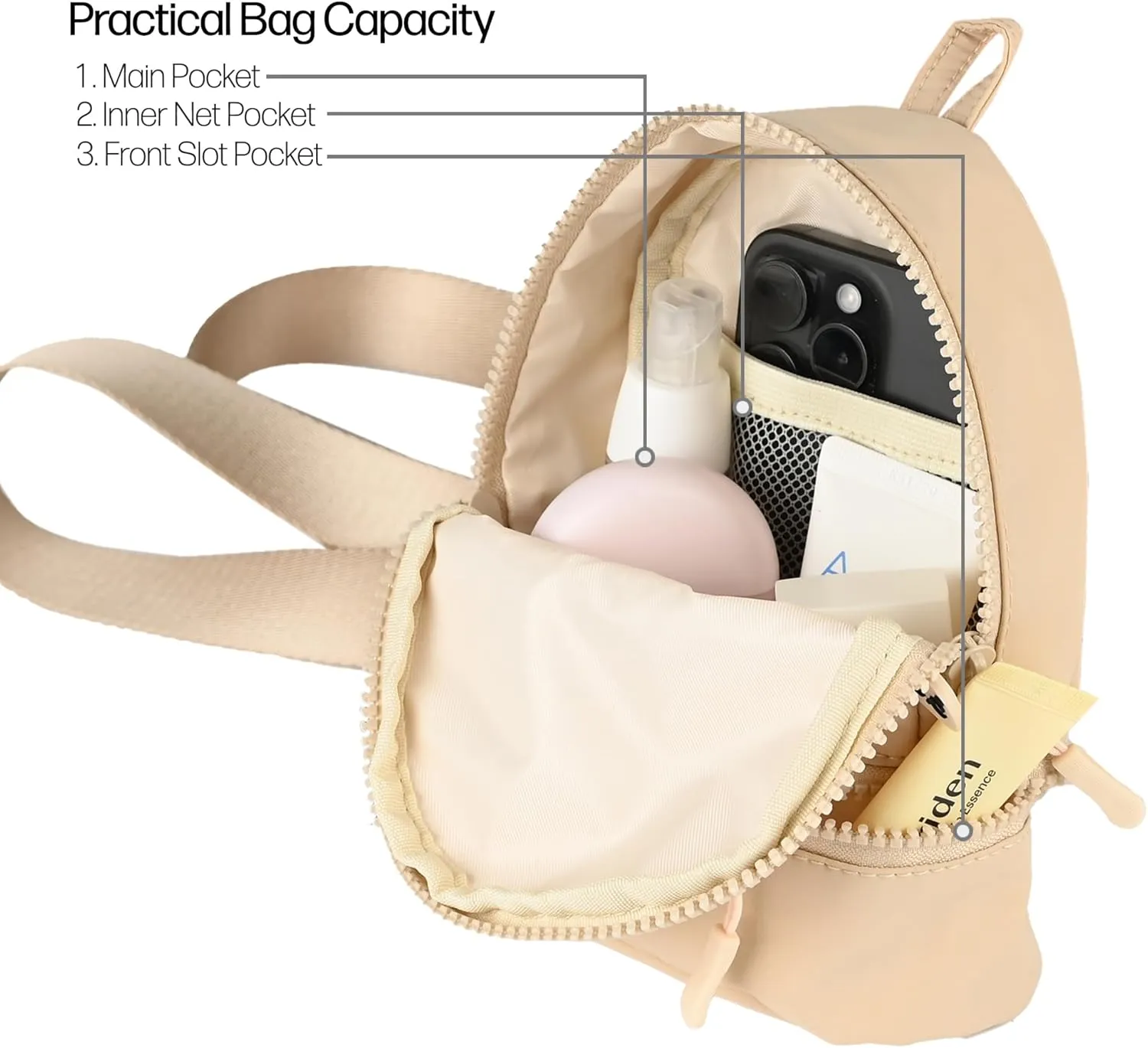 C.C Belt Bag for Women Sling Bag Crossbody Bags with Adjustable Strap for Women (Backpack - Beige)