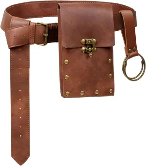 Cellphone Holder Retro Belt Pouch Waist Bag Fanny Pack Steampunk Medieval Renaissance Purse Halloween Costume Accessory (1-Brown)