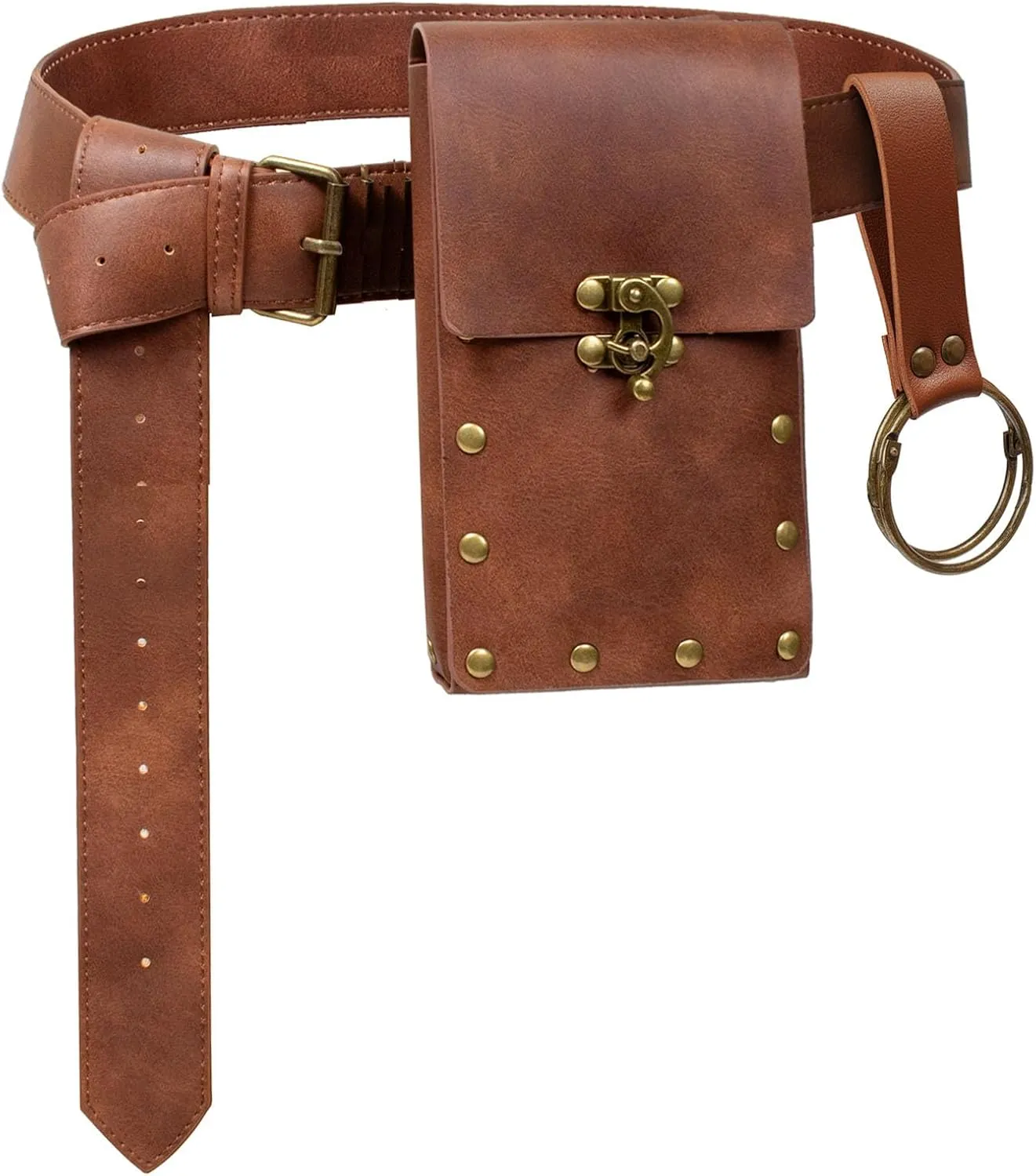 Cellphone Holder Retro Belt Pouch Waist Bag Fanny Pack Steampunk Medieval Renaissance Purse Halloween Costume Accessory (1-Brown)