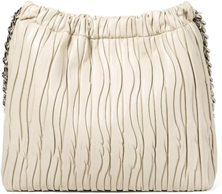 Chain-Link Shoulder Bag for Women Vegan Leather Medium Top Handle Handbags