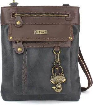CHALA GEMINI Crossbody Canvas Gift Messenger Bag Black - Fox