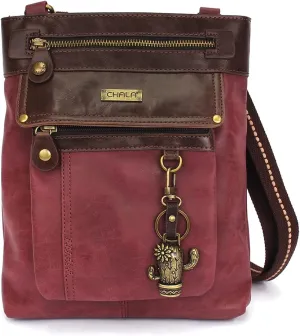 CHALA GEMINI Crossbody Canvas Gift Messenger Bag Burgundy - Cactus