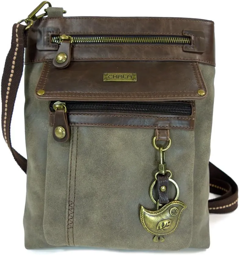 CHALA GEMINI Crossbody Canvas Gift Messenger Bag Stone Grey