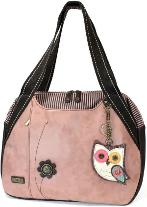 Chala Handbags Dust Rose Shoulder Purse Tote Bag with Key Fob/ Coin Purse