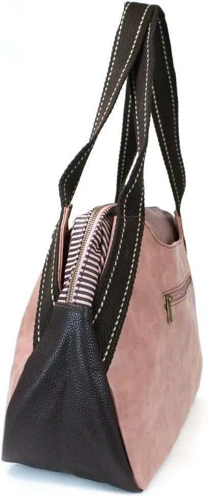 Chala Handbags Dust Rose Shoulder Purse Tote Bag with Key Fob/ Coin Purse