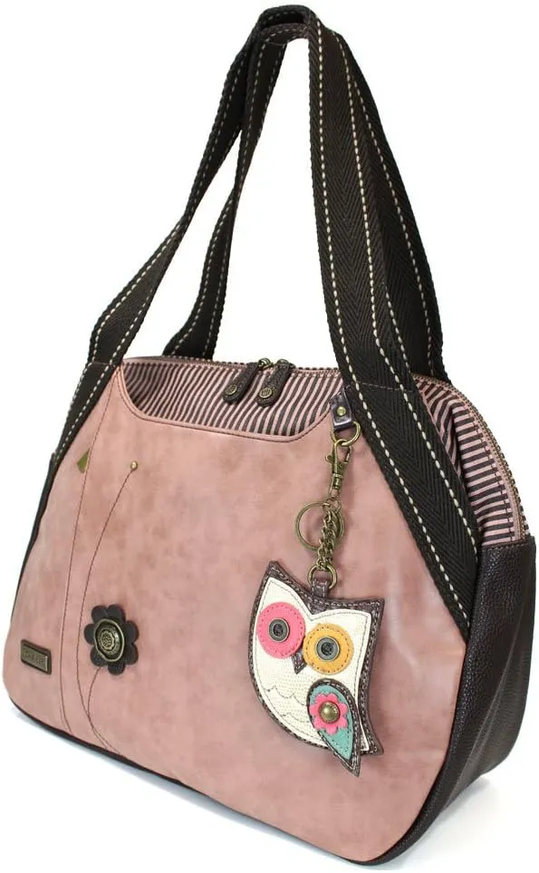 Chala Handbags Dust Rose Shoulder Purse Tote Bag with Key Fob/ Coin Purse