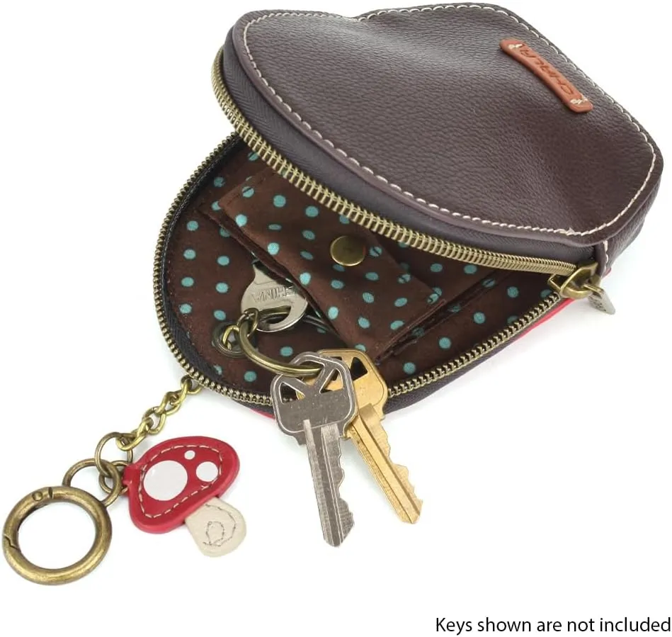 CHALA Mini Coin Purse Keychain - Women's RFID Protected Card Holder and Coin Purse Accessory - Gnome - red