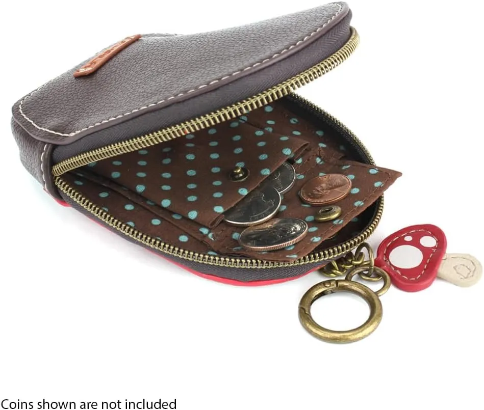 CHALA Mini Coin Purse Keychain - Women's RFID Protected Card Holder and Coin Purse Accessory - Gnome - red