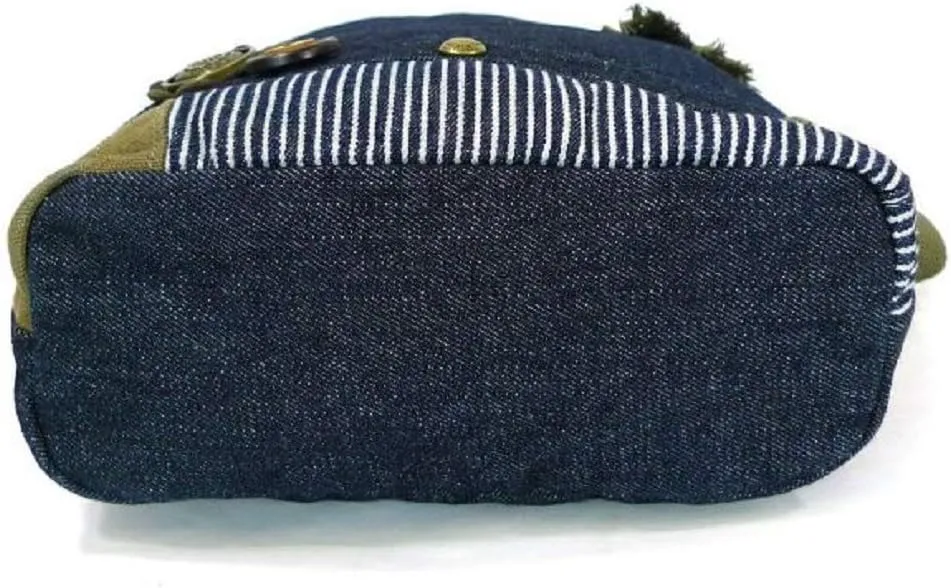 Chala Patch Cross-Body Women Handbag, Blue Denim Canvas Messenger Bag