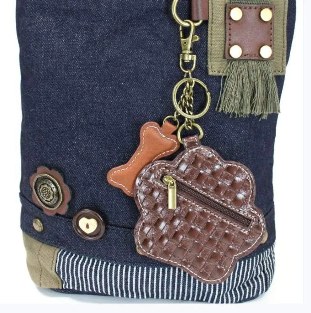 Chala Patch Cross-Body Women Handbag, Blue Denim Canvas Messenger Bag