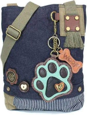 Chala Patch Cross-Body Women Handbag, Blue Denim Canvas Messenger Bag