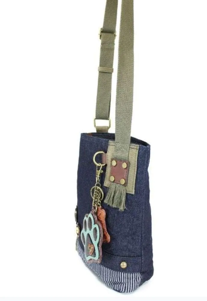 Chala Patch Cross-Body Women Handbag, Blue Denim Canvas Messenger Bag