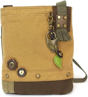 CHALA Patch Cross-Body Women Handbag, Canvas Messenger Bag Brown
