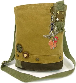 CHALA Patch Cross-Body Women Handbag, Canvas Messenger Bag Brown
