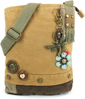 CHALA Patch Cross-Body Women Handbag, Canvas Messenger Bag Brown