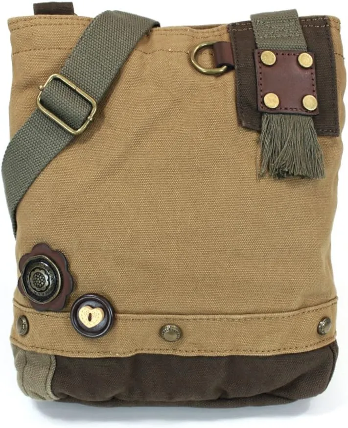CHALA Patch Cross-Body Women Handbag, Canvas Messenger Bag Brown