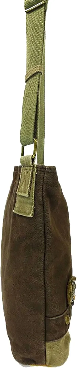 CHALA Patch Cross-Body Women Handbag, Canvas Messenger Bag Dark Brown