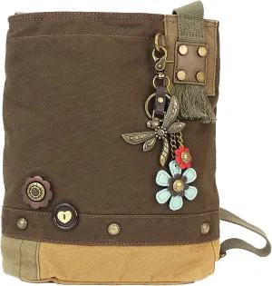 CHALA Patch Cross-Body Women Handbag, Canvas Messenger Bag Dark Brown
