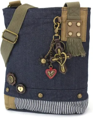 CHALA Patch Cross-Body Women Handbag, Canvas Messenger Bag Denim