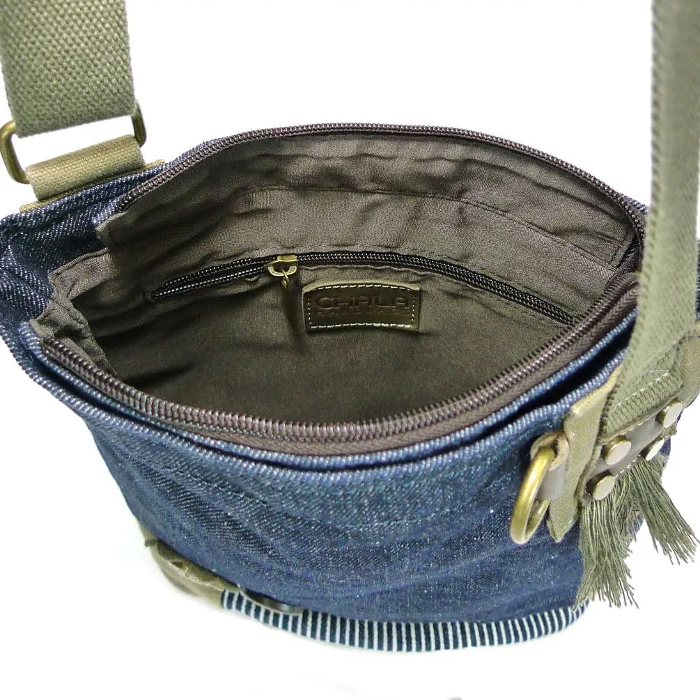 CHALA Patch Cross-Body Women Handbag, Canvas Messenger Bag Denim