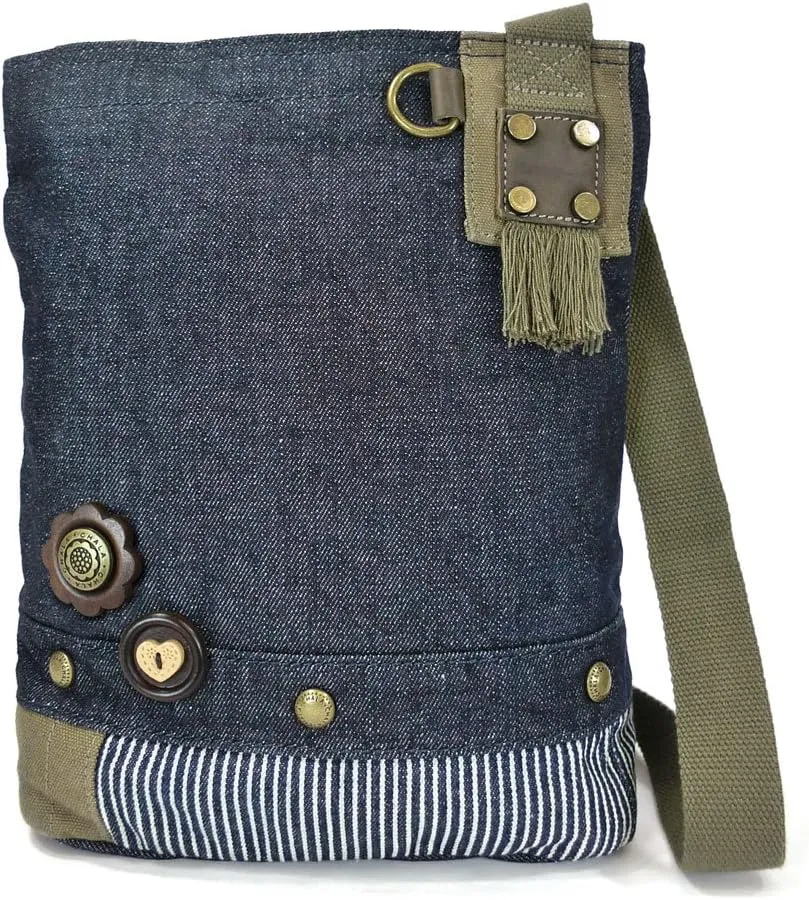 CHALA Patch Cross-Body Women Handbag, Canvas Messenger Bag Denim