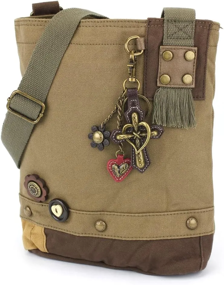 CHALA Patch Cross-Body Women Handbag, Canvas Messenger Bag Olive