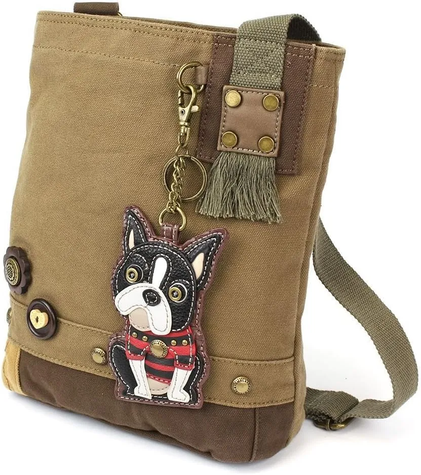 Chala Patch Cross-Body Women Handbag, Canvas Messenger Bag - Olive