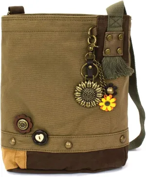 CHALA Patch Cross-Body Women Handbag, Canvas Messenger Bag Olive