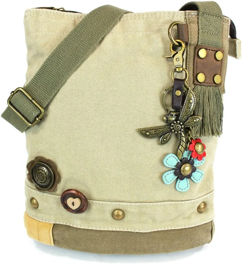 CHALA Patch Cross-Body Women Handbag, Canvas Messenger Bag Olive