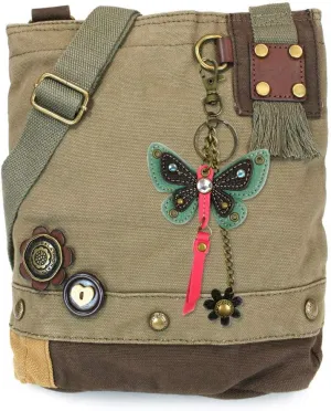 CHALA Patch Cross-Body Women Handbag Canvas Messenger Bag - Teal Butterfly