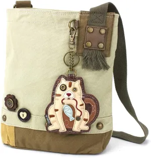 Chala Patch Cross-Body Women Handbag, Sand Canvas Messenger Bag