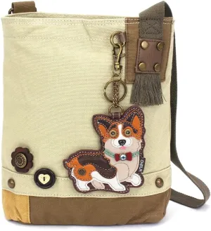Chala Patch Cross-Body Women Handbag, Sand Canvas Messenger Bag