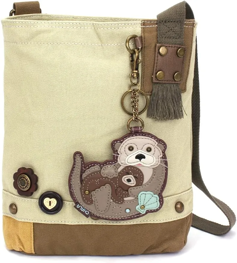 Chala Patch Cross-Body Women Handbag, Sand Canvas Messenger Bag