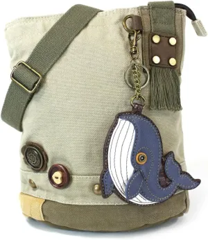 CHALA Patch Crossbody Messenger Handbag Purse Whale Canvas Cotton Sand