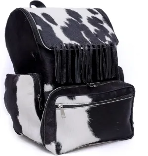 CHAYELL Cowhide Genuine Leather Backpack with Laptop Compartment – Travel Bag, Western Diaper Bag for Women (jhalar, Black)