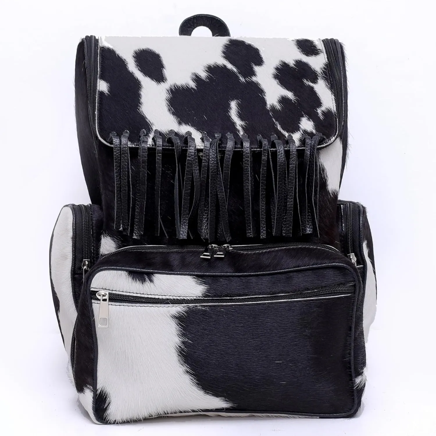 CHAYELL Cowhide Genuine Leather Backpack with Laptop Compartment – Travel Bag, Western Diaper Bag for Women (jhalar, Black)