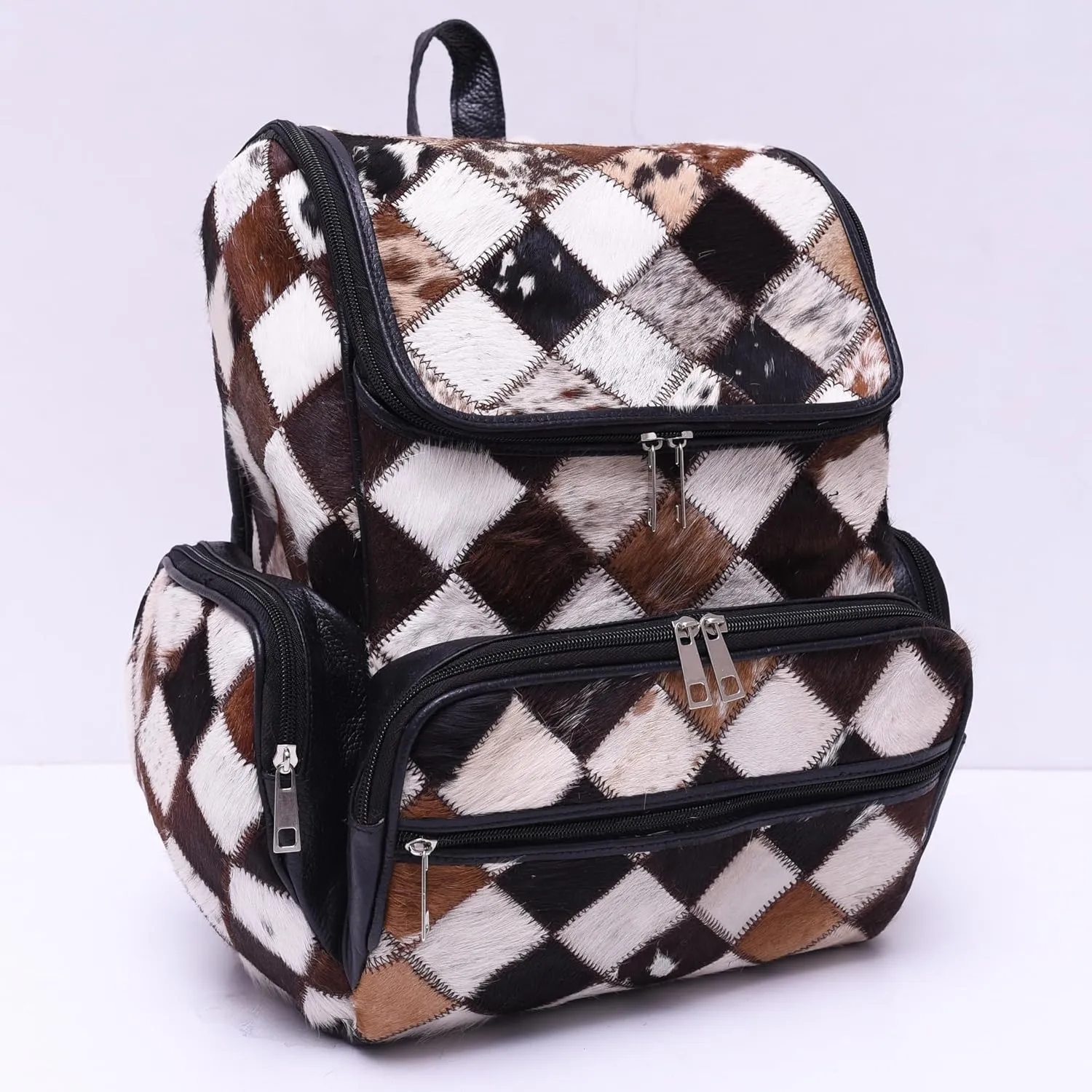 CHAYELL Cowhide Ideal Leather Bag with Laptop Compartment – Travel Bag, Western Diaper Bag for Women (Black chess, Black)