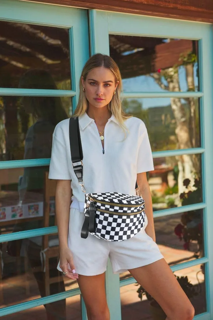 Checkered Crossbody Bag for Women Fanny Packs Shoulder Bum Bag Hobo Purses Handbags for Travel