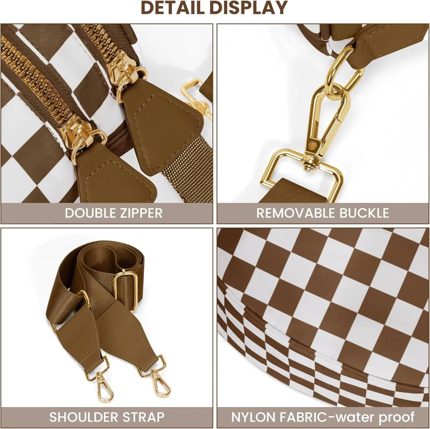 Checkered Crossbody Bag for Women Fanny Packs Shoulder Bum Bag Hobo Purses Handbags for Travel