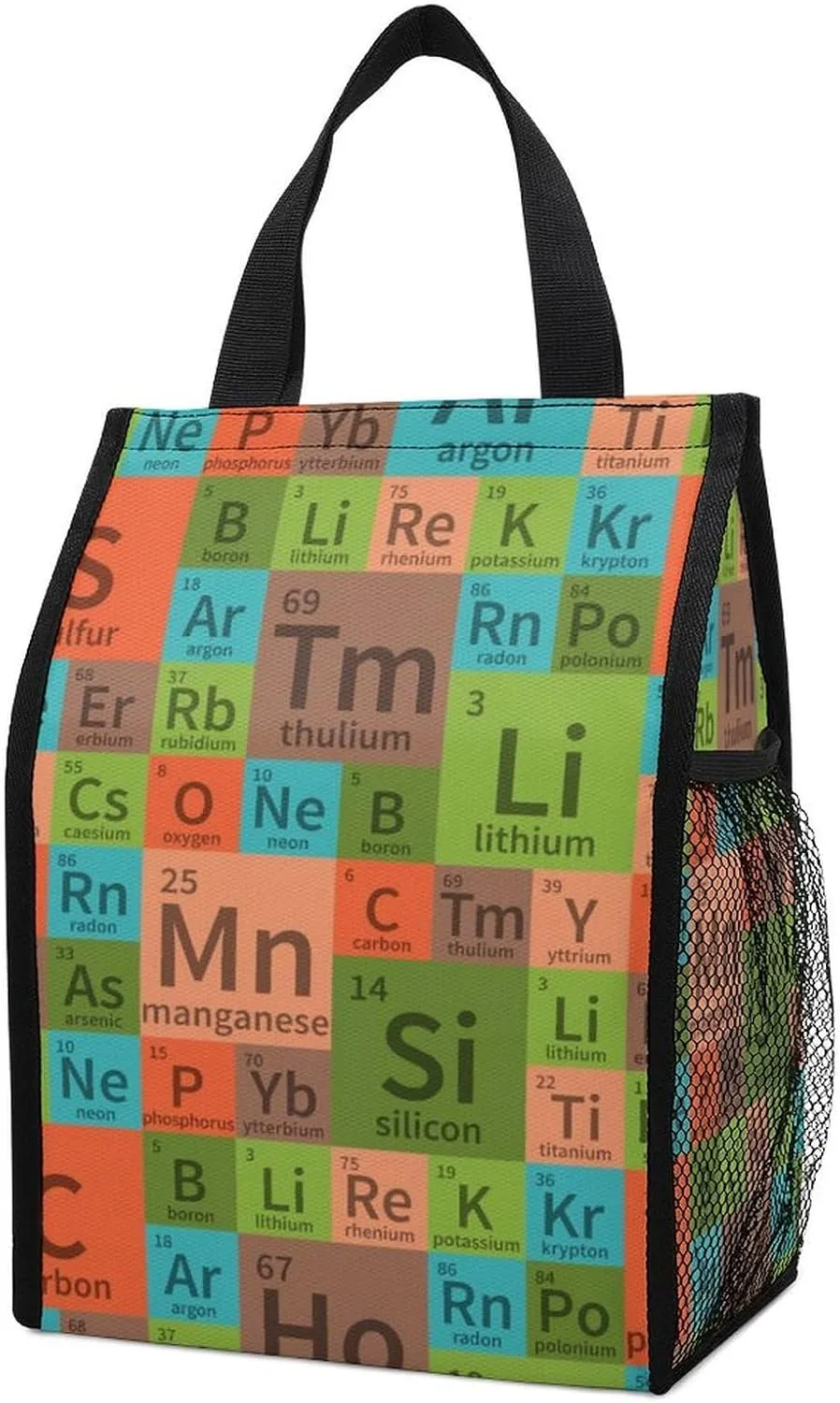 Chemical Periodic Table Insulated Lunch Bag Reusable Lunch Box Container Foldable Meal Tote Bags for Office Work Beach Travel