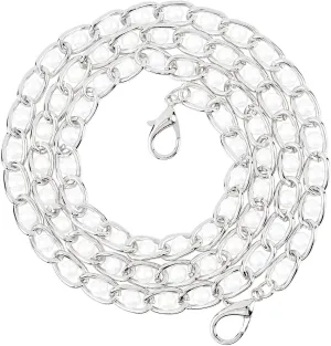 CHGCRAFT 47.2 inch 2 Pcs Chain Strap Aluminium Plastic Imitation Pearl Chain Strap Handbag Chains Accessories Purse Clutches for DIY Metal Shoulder Cross Body Bag Hand Bag Purse Replacement Platinum