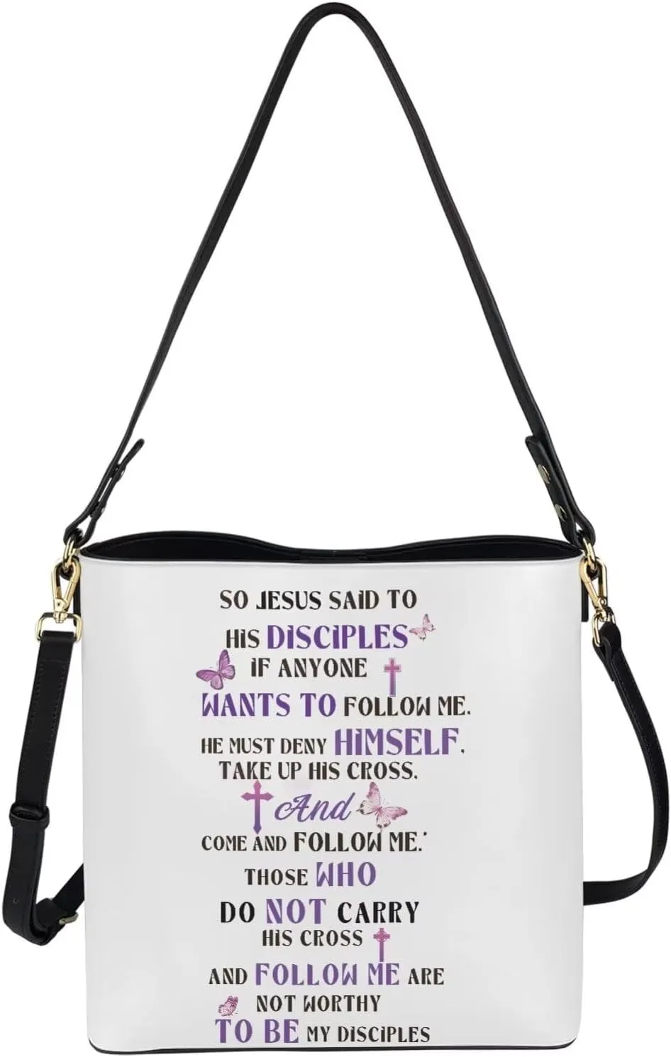 Christian Tote Bags for Women, God Quotes Leather Handbags Bucket Bags, PU Leather Bible Church Bag Satchel Hobo