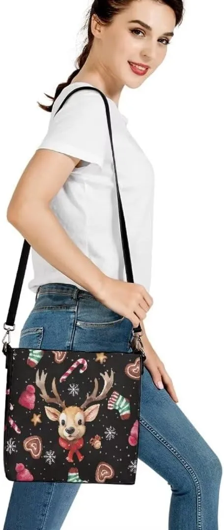 Christmas Large Leather Tote Bags for Women Lady Soft Bucket Bag Trendy Shoulder Bucket Womens Purses and Handbags