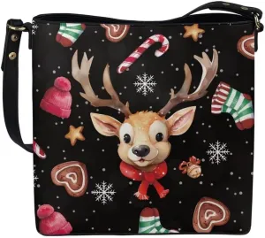 Christmas Large Leather Tote Bags for Women Lady Soft Bucket Bag Trendy Shoulder Bucket Womens Purses and Handbags