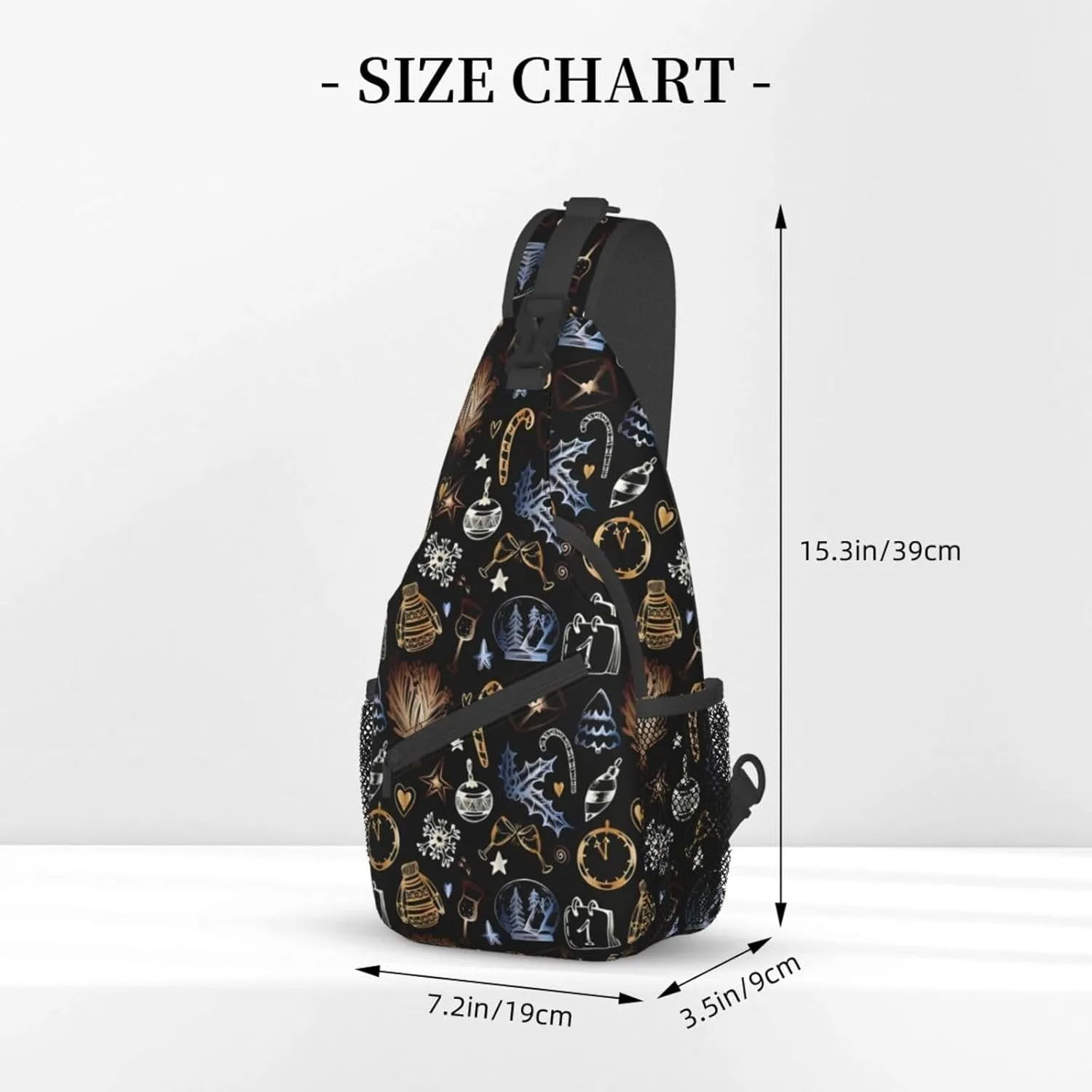 Christmas Print Sling Bag for Men Women Crossbody Sling Backpack Travel Hiking Daypack Shoulder Chest Bag with Adjustable Strap