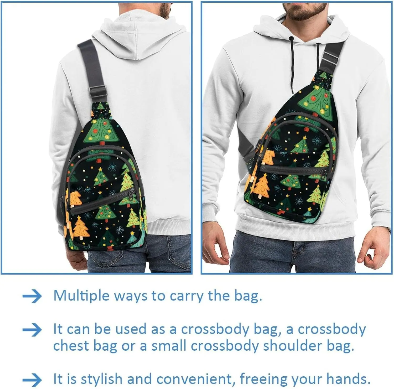 Christmas Tree Crossbody Sling Backpack Sling Bag Travel Hiking Chest Bag Daypack