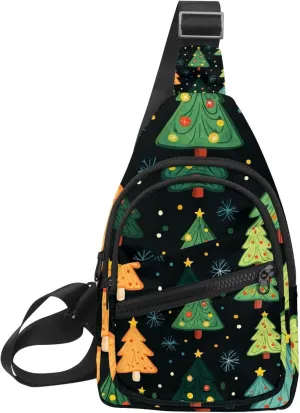 Christmas Tree Crossbody Sling Backpack Sling Bag Travel Hiking Chest Bag Daypack