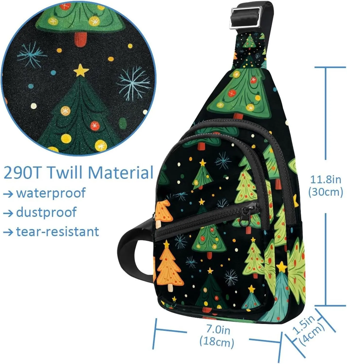 Christmas Tree Crossbody Sling Backpack Sling Bag Travel Hiking Chest Bag Daypack